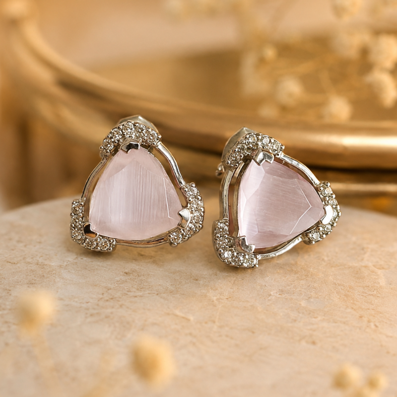 Blush Crystal Sterling Silver Stud Earrings