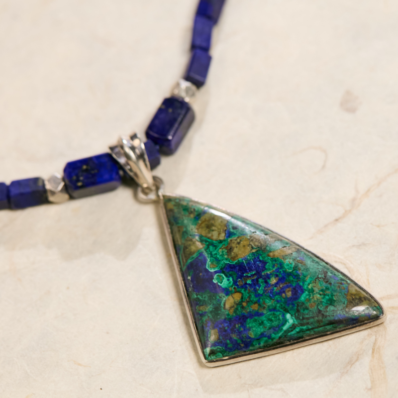 The Azure Earth Collection: Handcrafted Lapis Lazuli Mosaic Necklace