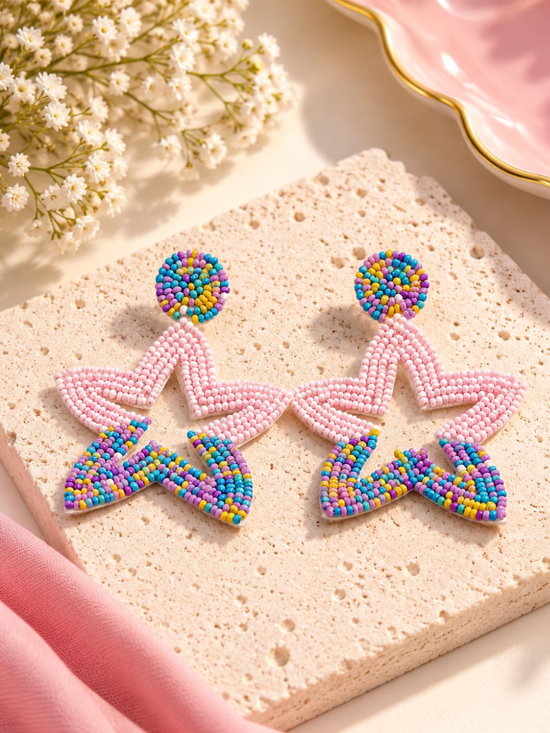 Color Pop Blush Star Earrings