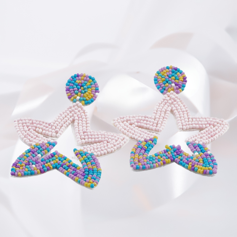 Pastel Star Beaded Earrings – Statement Fun Jewelry