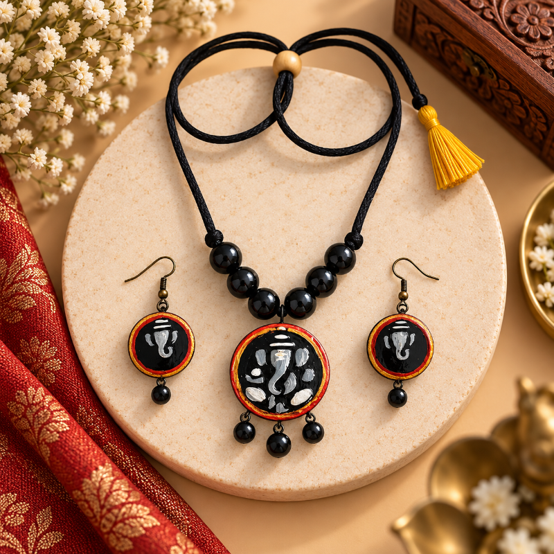 Ganika Terracotta Ganesh Necklace Set