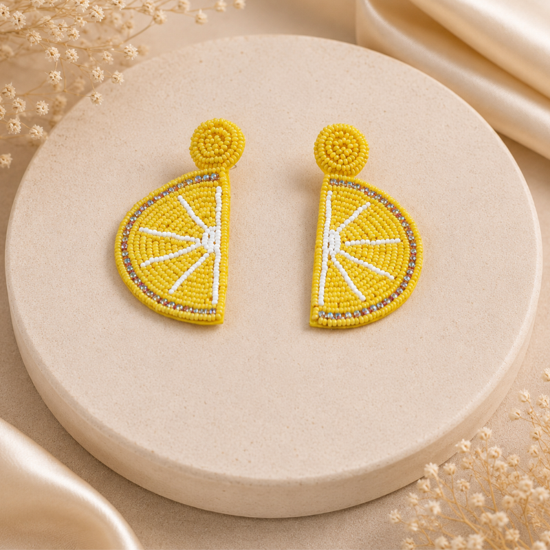 Lemon Zest Beaded Statement Earrings