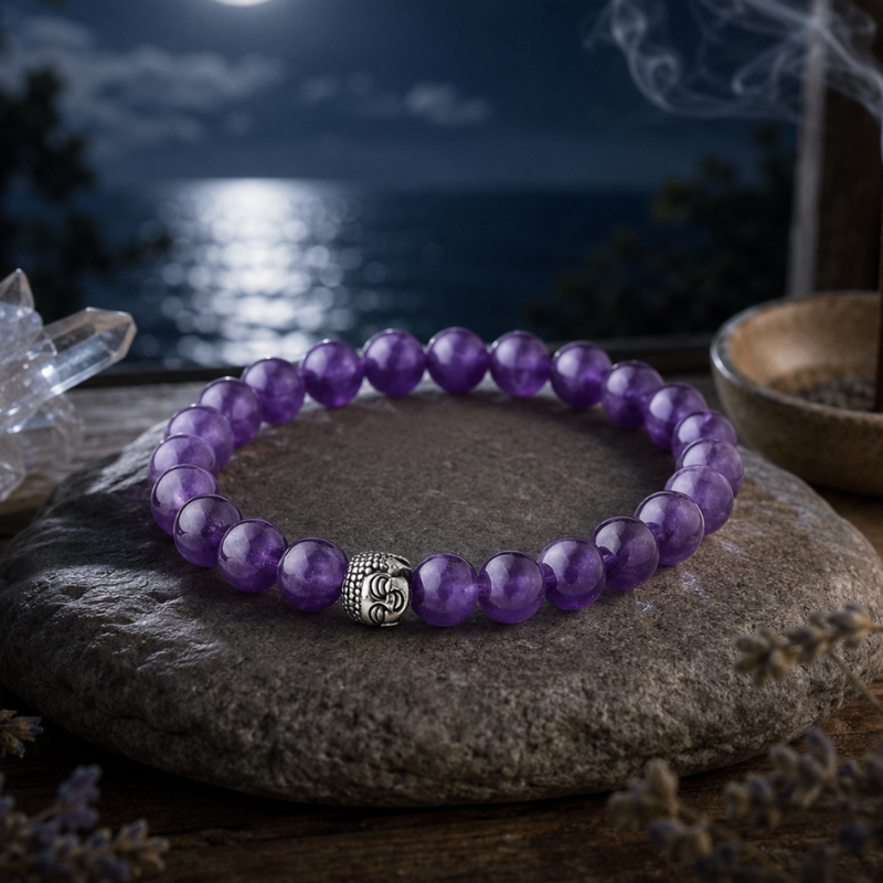 Moon-Energised RIAS – Amethyst Bracelet for Intuition & Inner Peace