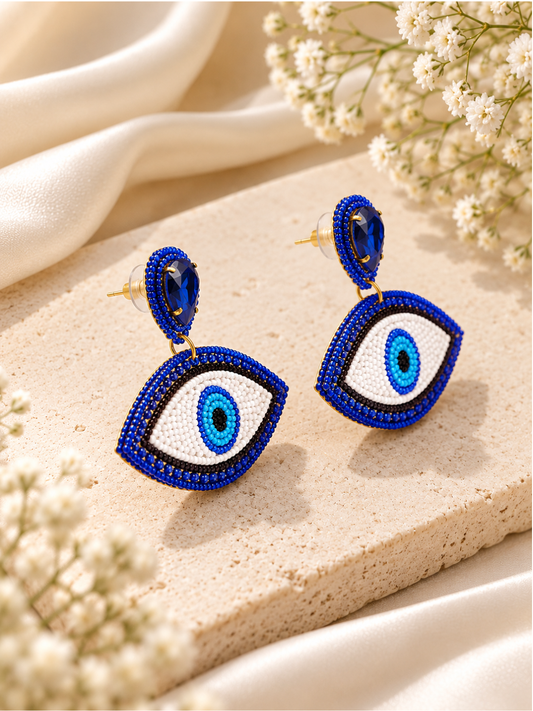 Evil Eye Beaded Statement Earrings