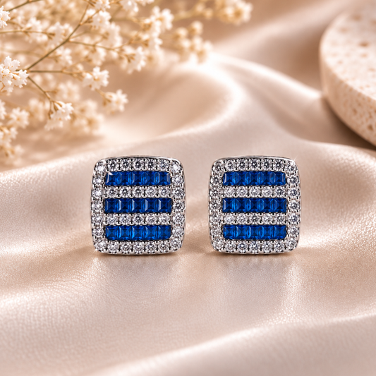 Royal Blue Radiance Sterling Silver Stud Earrings