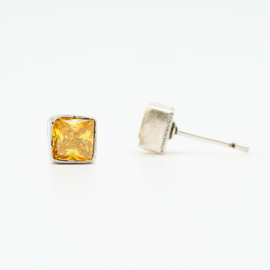 Golden Radiance Citrine Studs (925 Silver)