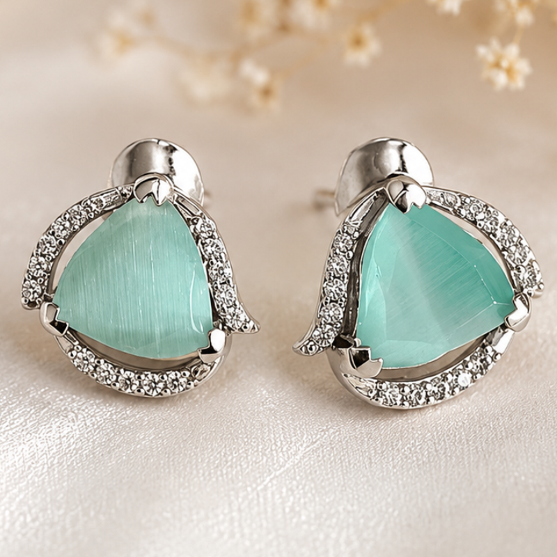 Aqua Grace Sterling Silver Stud Earrings
