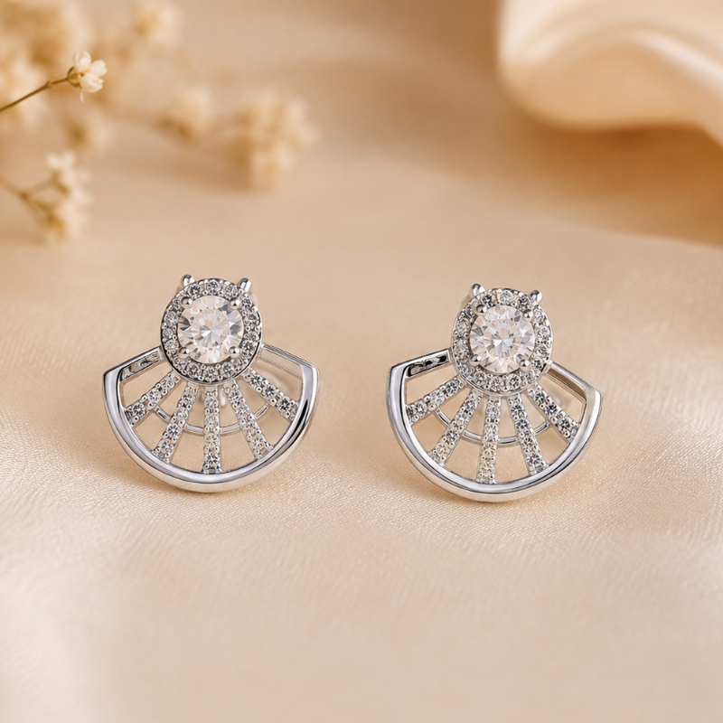 Celestial Radiance Sterling Silver Stud Earrings