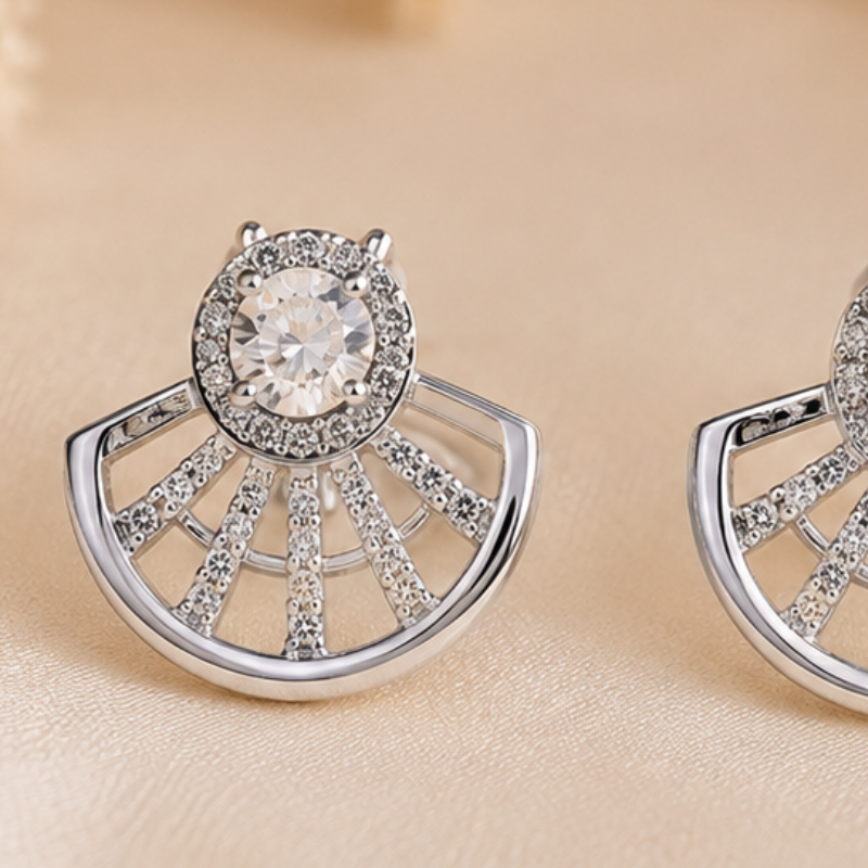 Celestial Radiance Sterling Silver Stud Earrings