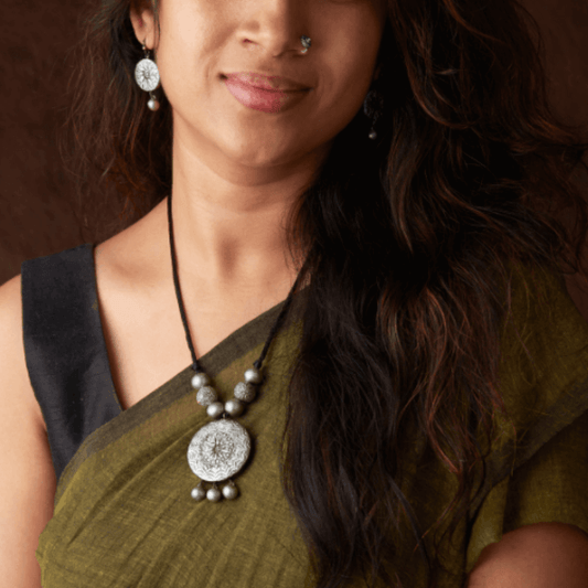 Shivangi Shweta – Silver Terracotta Statement Set