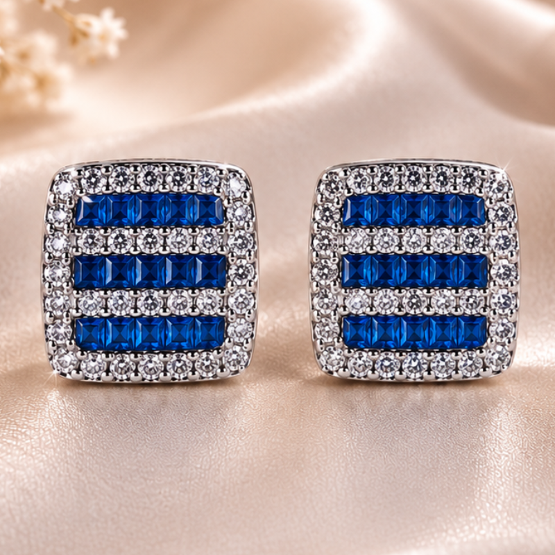 Royal Blue Radiance Sterling Silver Stud Earrings