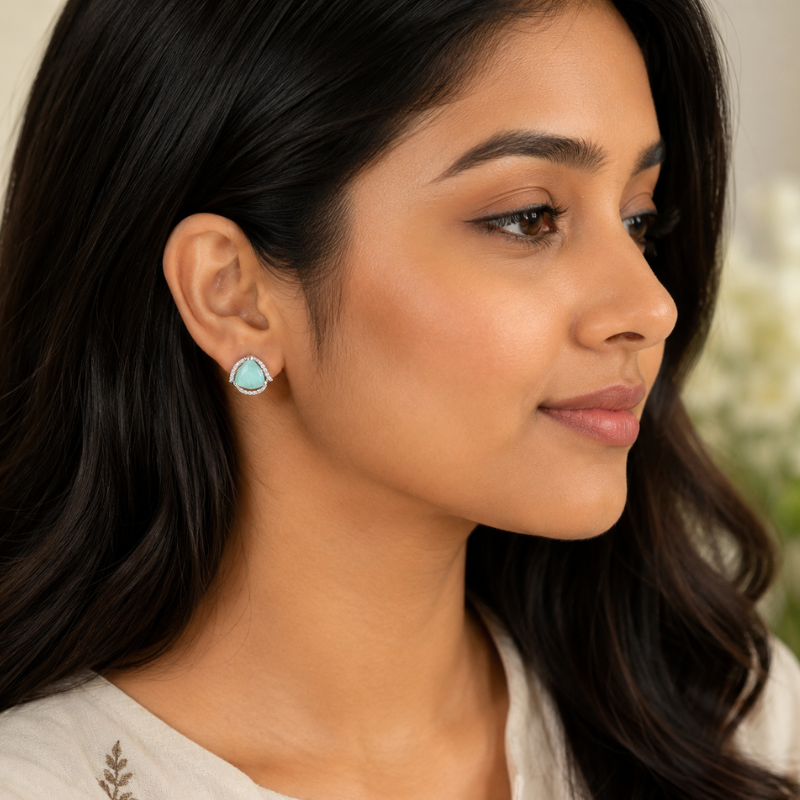Aqua Grace Sterling Silver Stud Earrings