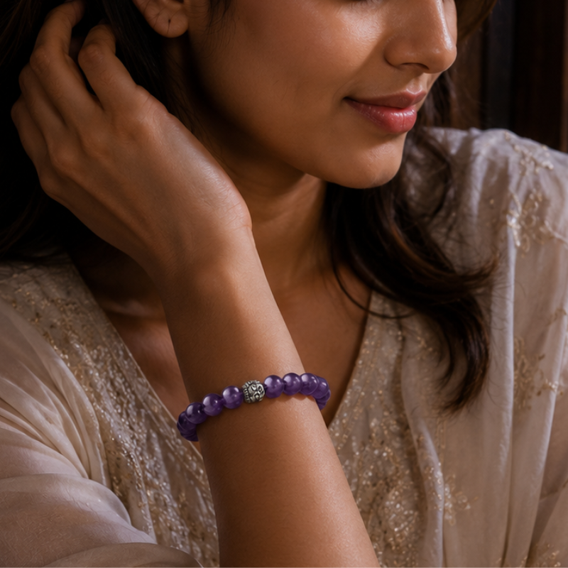 Moon-Energised RIAS – Amethyst Bracelet for Intuition & Inner Peace