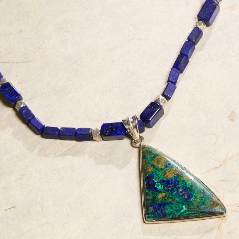 The Azure Earth Collection: Handcrafted Lapis Lazuli Mosaic Necklace