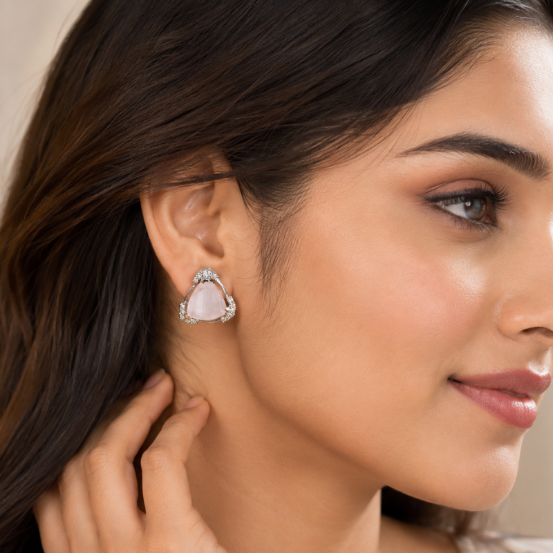 Blush Crystal Sterling Silver Stud Earrings