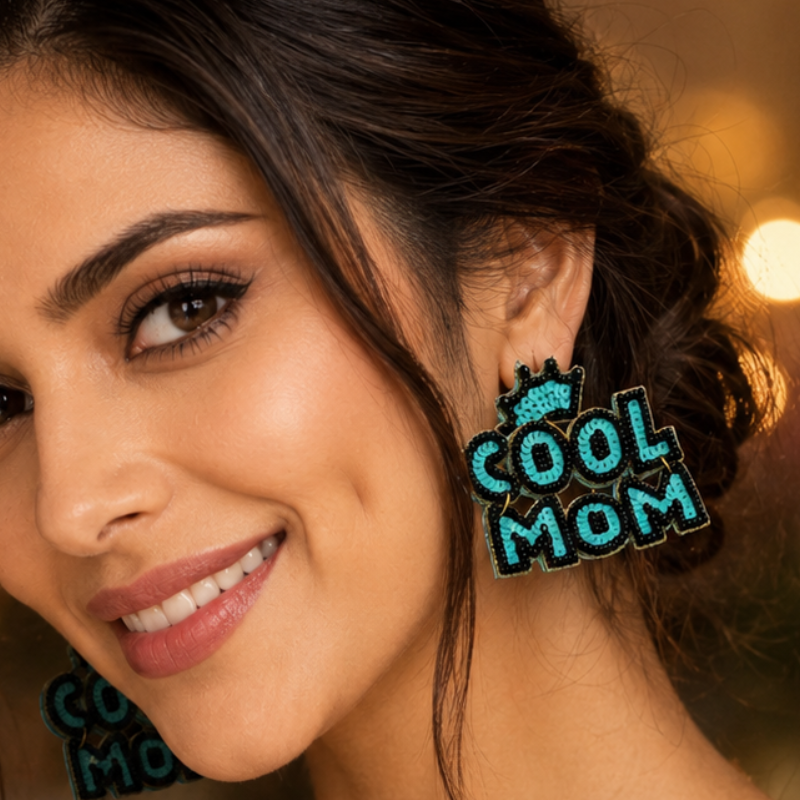 Cool Mom Beaded Statement Earrings