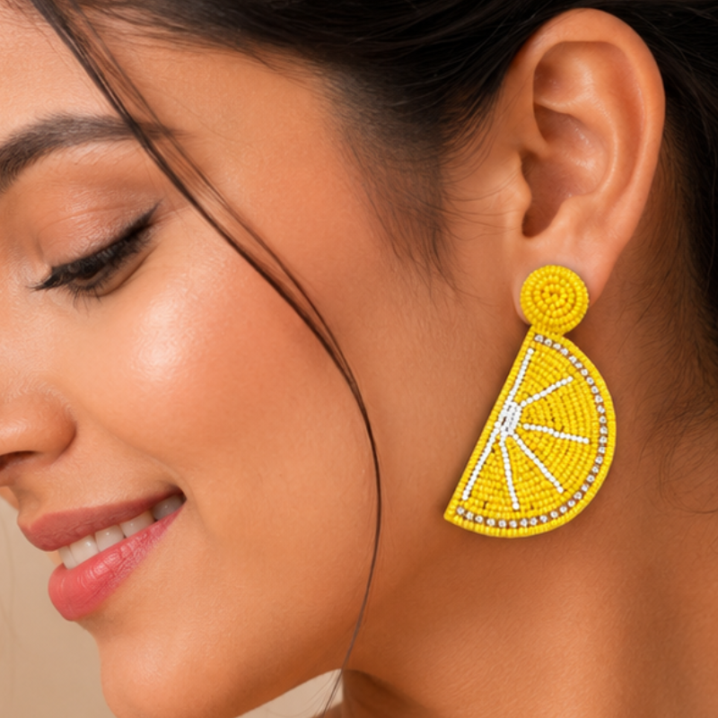 Lemon Zest Beaded Statement Earrings