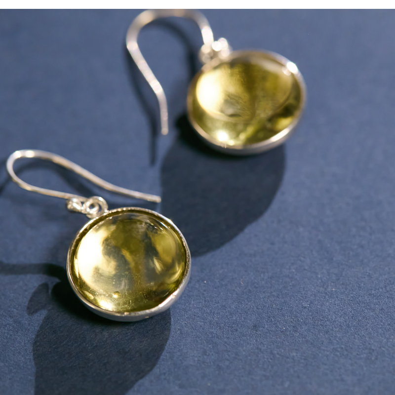 Lemon Quartz Drop Earrings in 925 Sterling Silver | Natural Stone Silver Jewelry