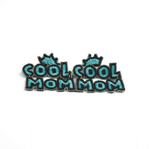 COOL MOM Statement Earrings – Black/Teal