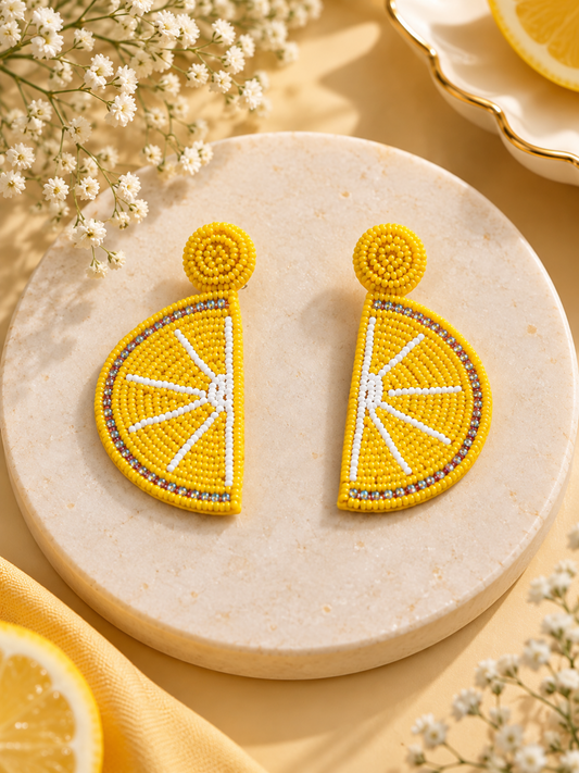 Lemon Zest Beaded Statement Earrings