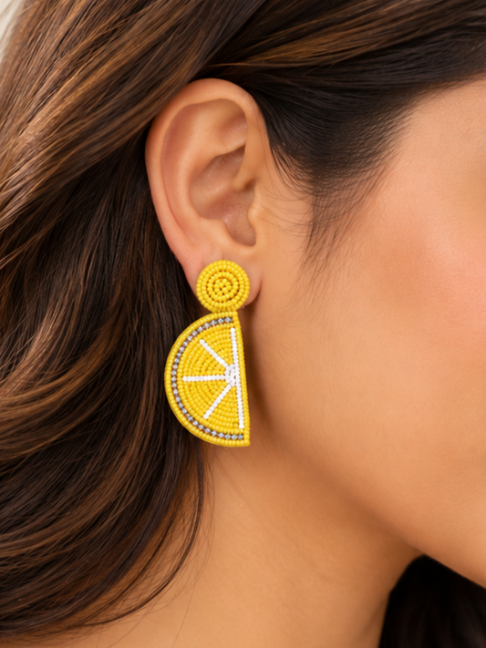Lemon Zest Beaded Statement Earrings