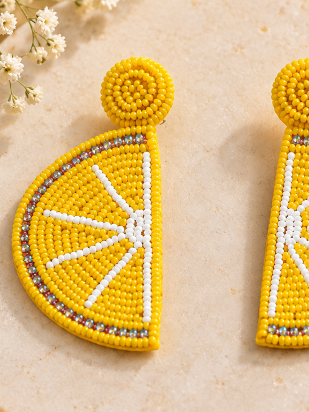 Lemon Zest Beaded Statement Earrings