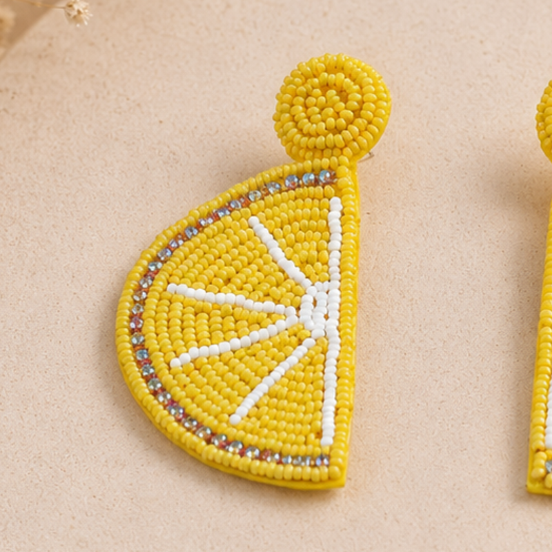 Lemon Zest Beaded Statement Earrings