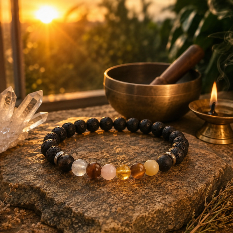 SUN-ENERGIZED Navgrah Healing Bracelet with Lava Beads – Spiritual Energy Jewelry