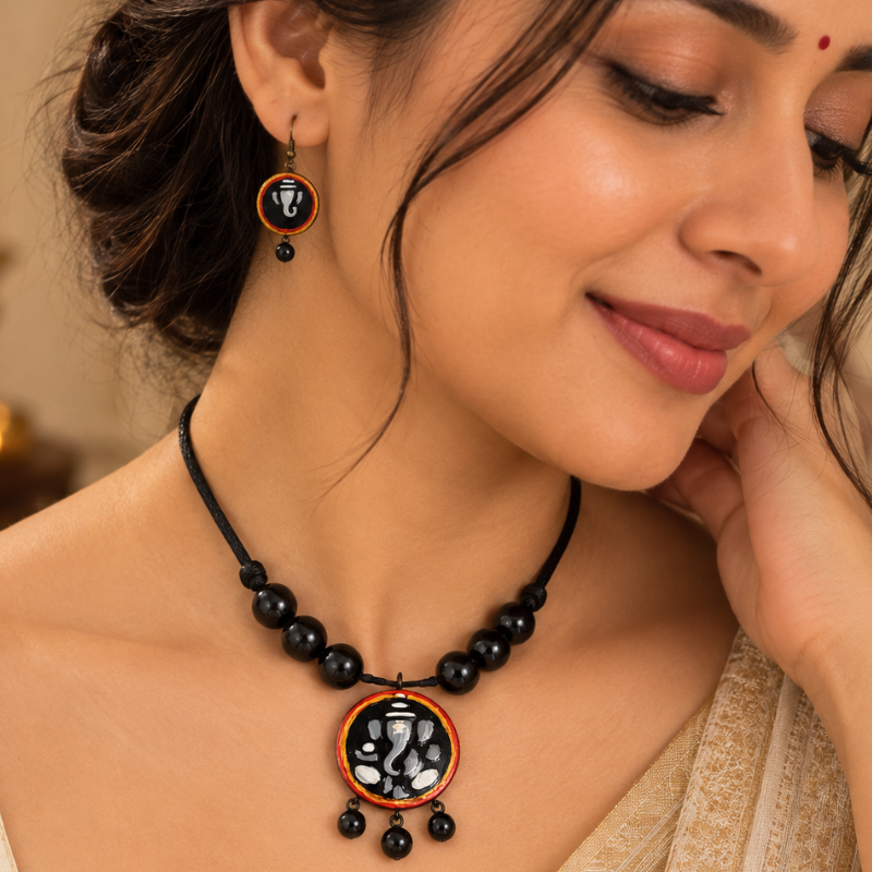 Ganika Terracotta Ganesh Necklace Set