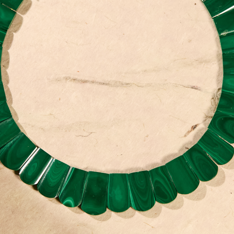 Signature Imperial Malachite Choker | Hand-Carved Natural Gemstone with 925 Sterling Silver