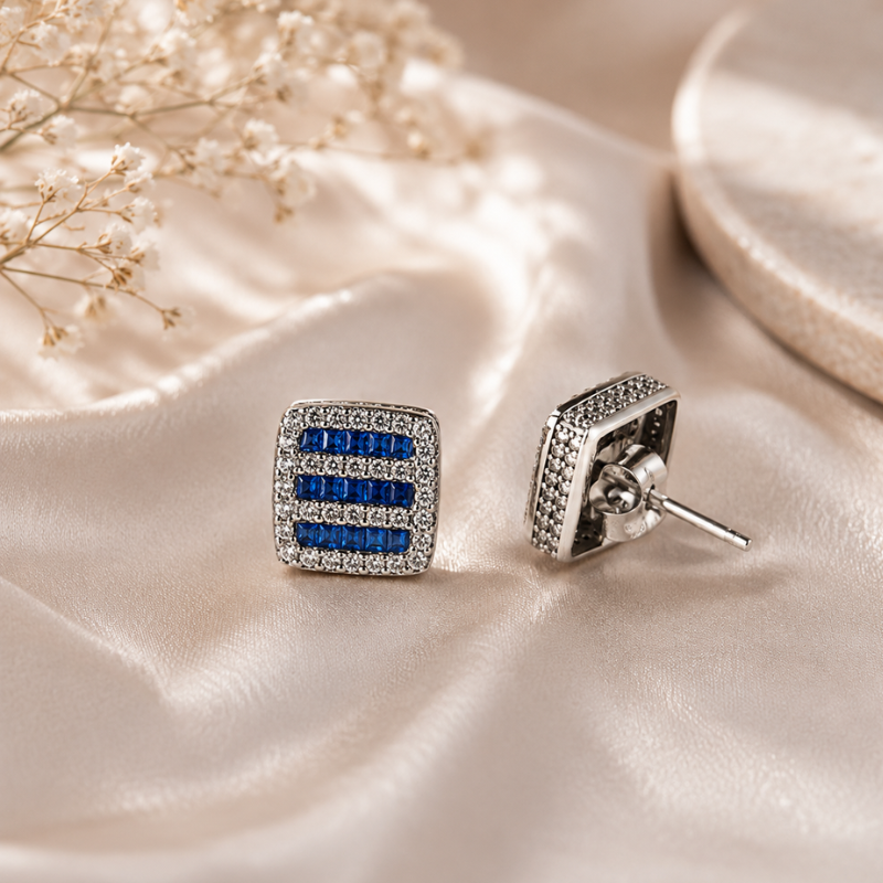 Royal Blue Radiance Sterling Silver Stud Earrings