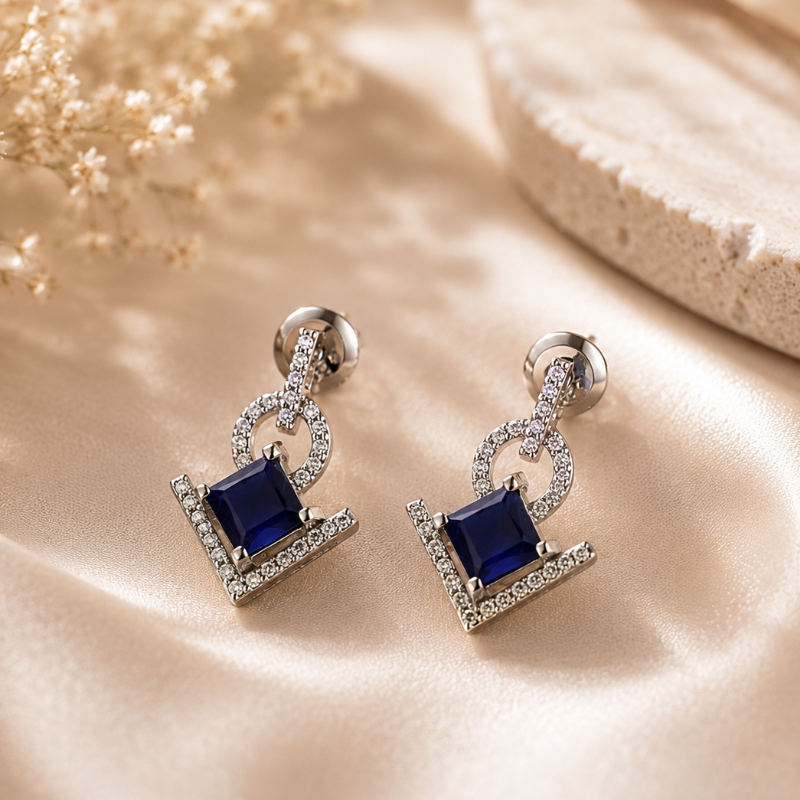 Sapphire Grace Sterling Silver Drop Earrings