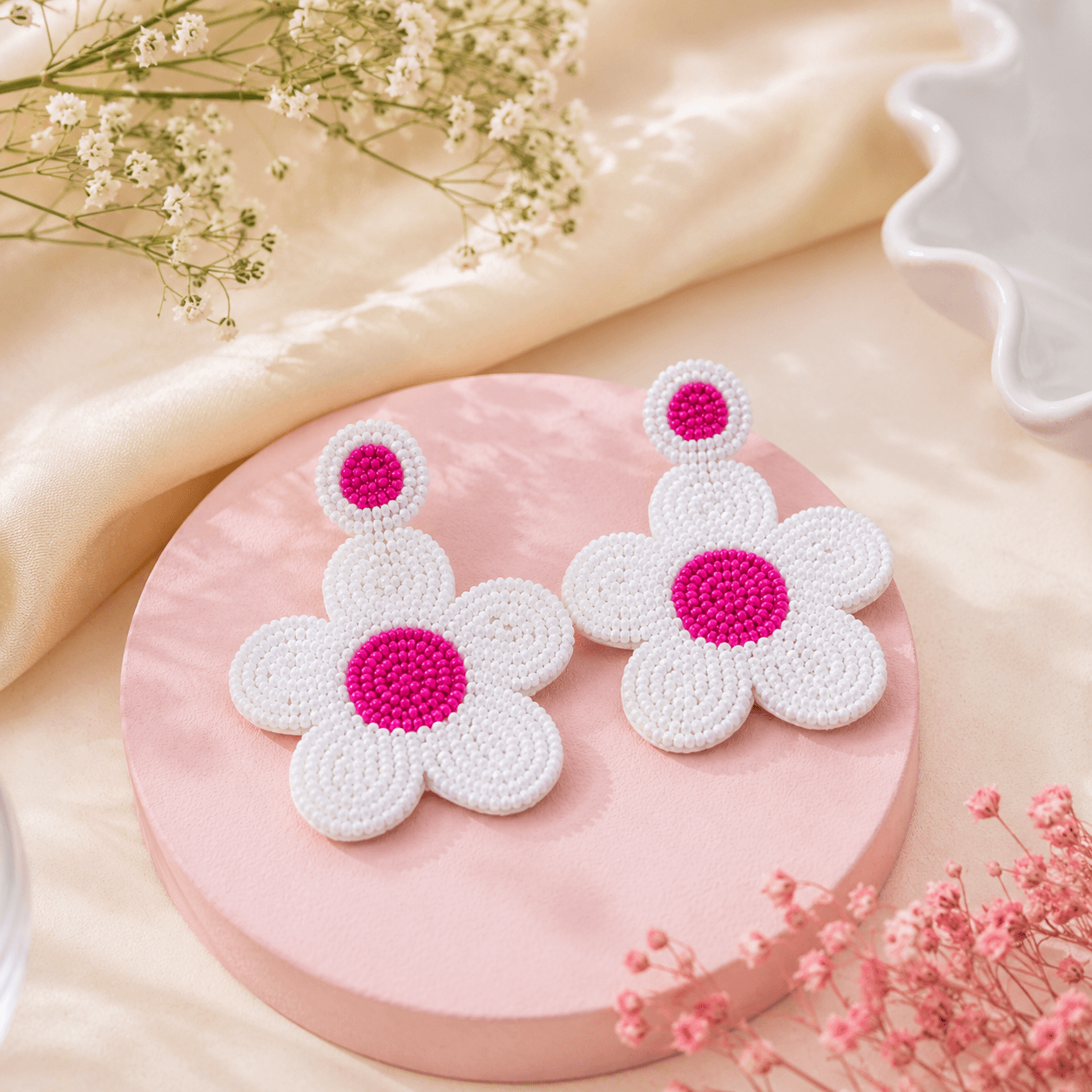 Daisy Pop Beaded Earrings