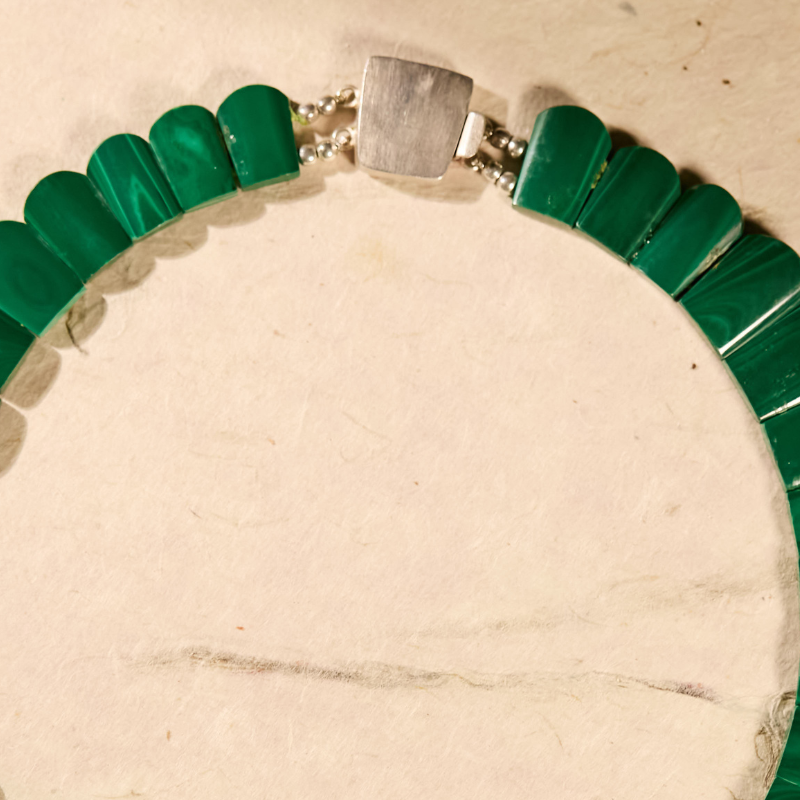Signature Imperial Malachite Choker | Hand-Carved Natural Gemstone with 925 Sterling Silver