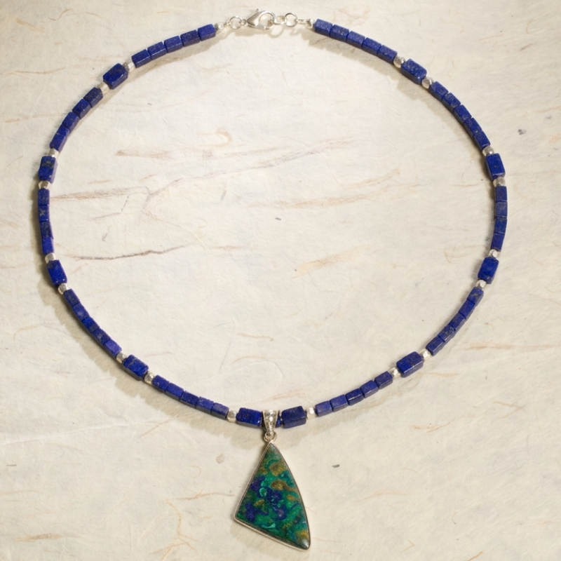 The Azure Earth Collection: Handcrafted Lapis Lazuli Mosaic Necklace