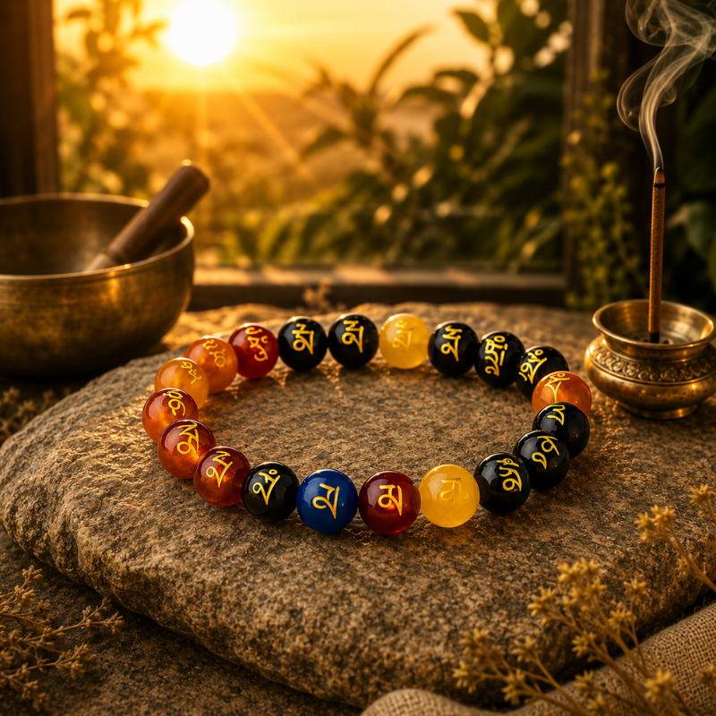 SUN-ENERGIZED RIAS Om Mani – Seven Chakra Healing Bracelet