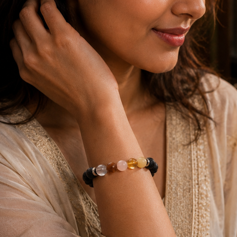 SUN-ENERGIZED Navgrah Healing Bracelet with Lava Beads – Spiritual Energy Jewelry