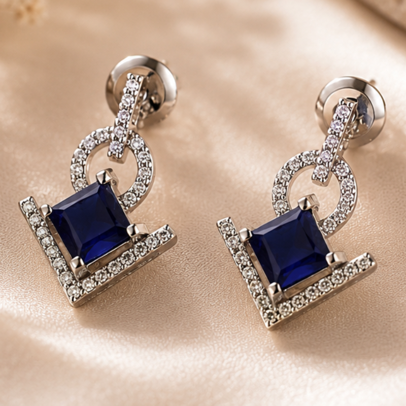 Sapphire Grace Sterling Silver Drop Earrings