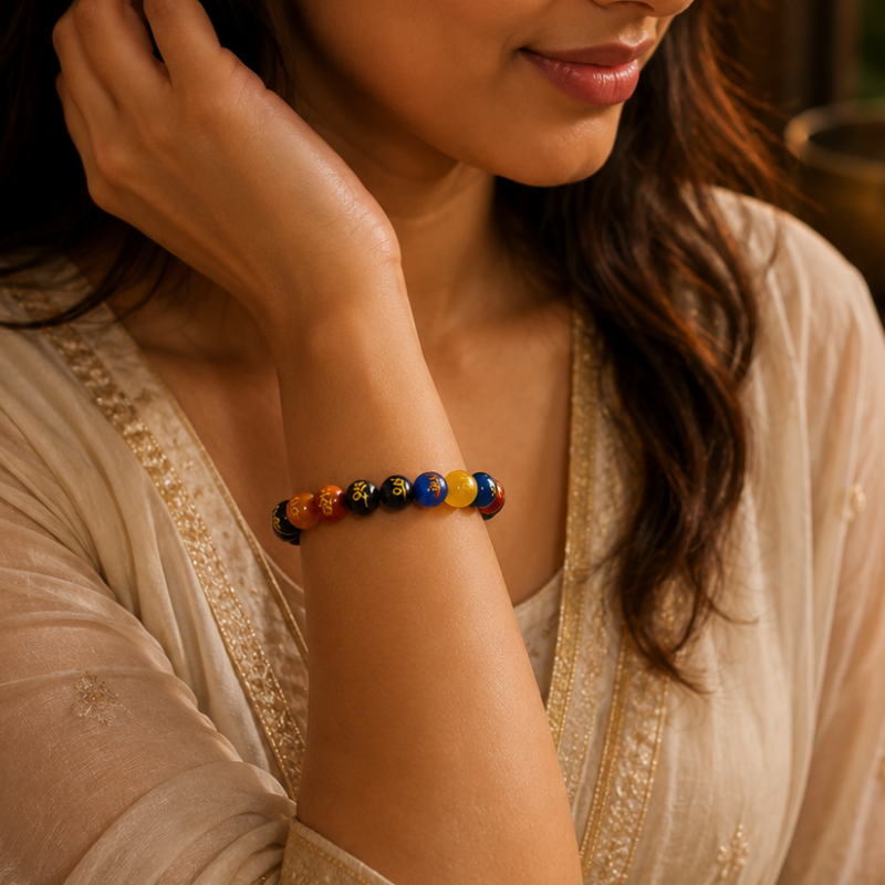 SUN-ENERGIZED RIAS Om Mani – Seven Chakra Healing Bracelet