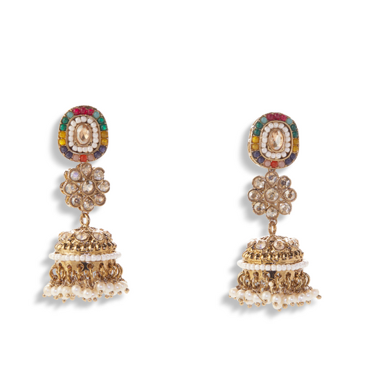 Kanika Multicolor Kundan Polki Necklace Set with Jhumkas & Maang Tikka – Bridal Ethnic Jewelry