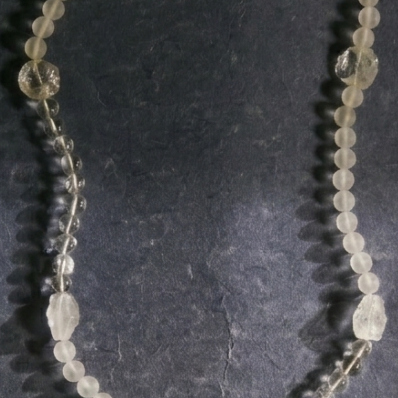 Sacred Crystal Arrowhead Mala | Frosted & Raw Rock Crystal in 925 Sterling Silver