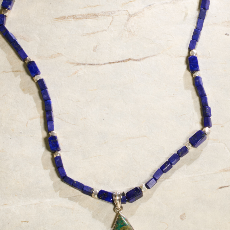The Azure Earth Collection: Handcrafted Lapis Lazuli Mosaic Necklace