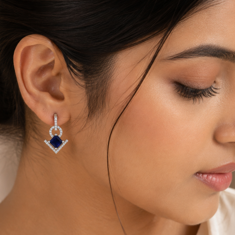 Sapphire Grace Sterling Silver Drop Earrings