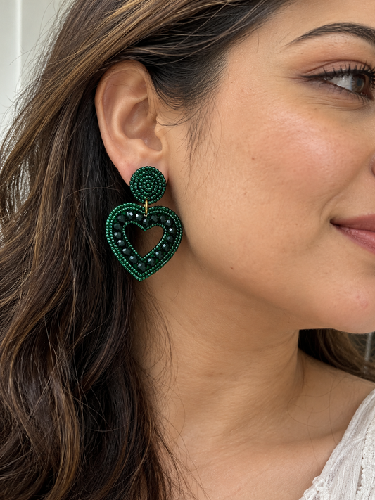 Color Pop Emerald Heart Earrings