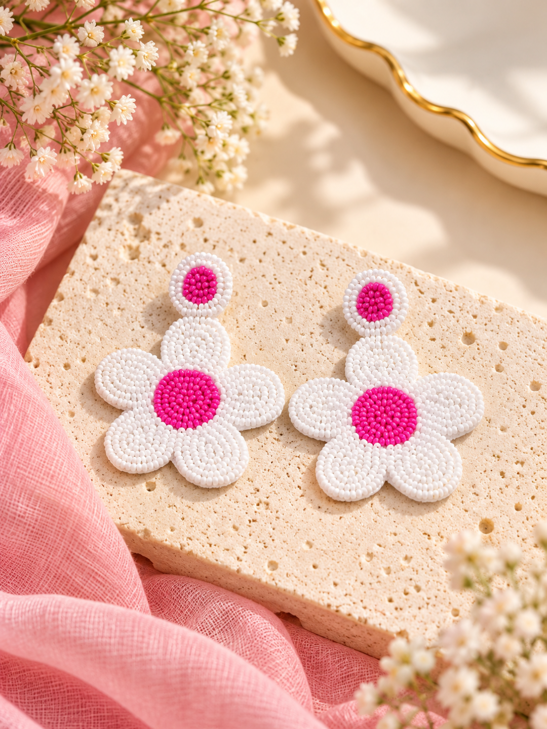 Daisy Pop Beaded Earrings