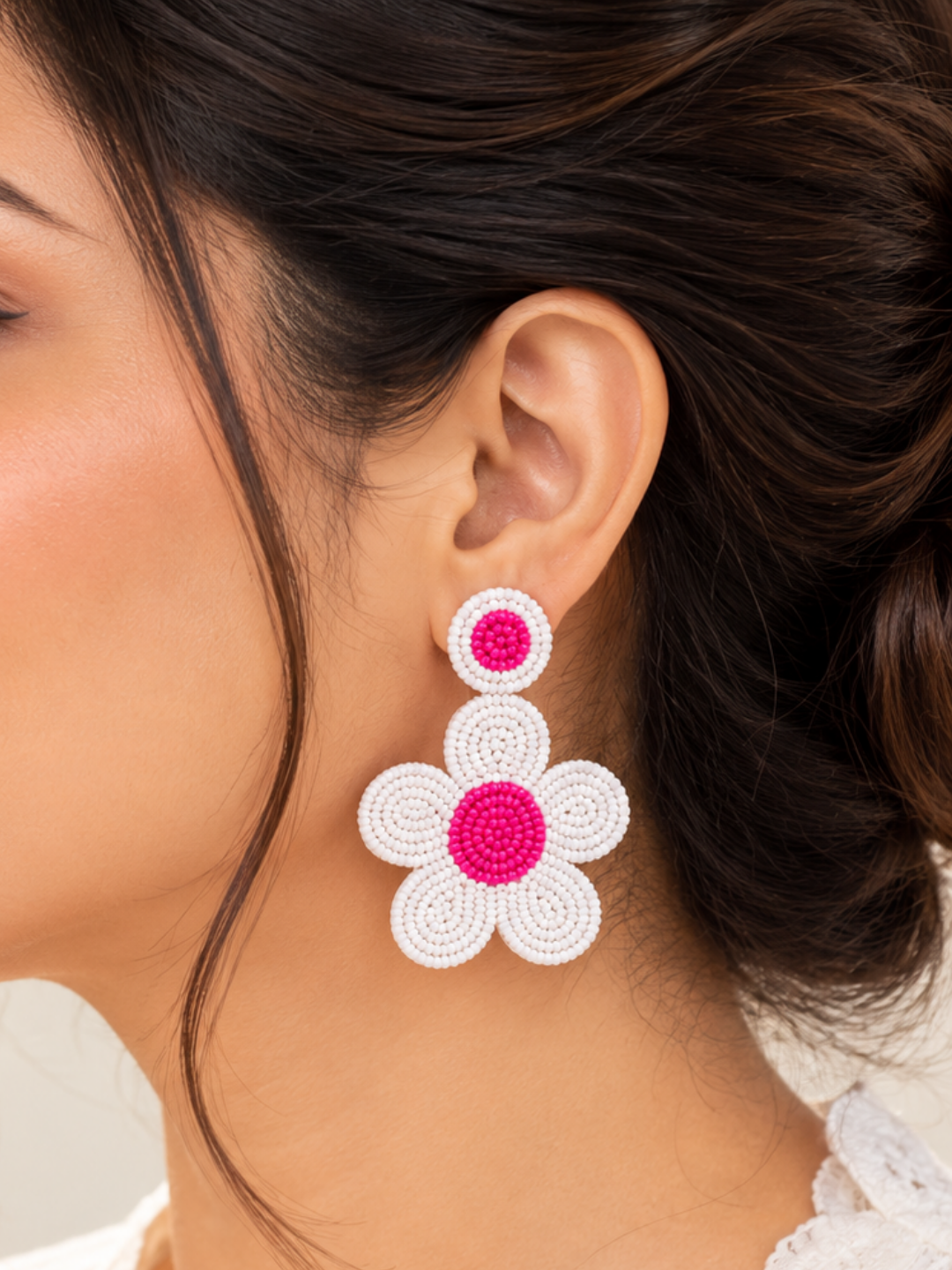 Daisy Pop Beaded Earrings