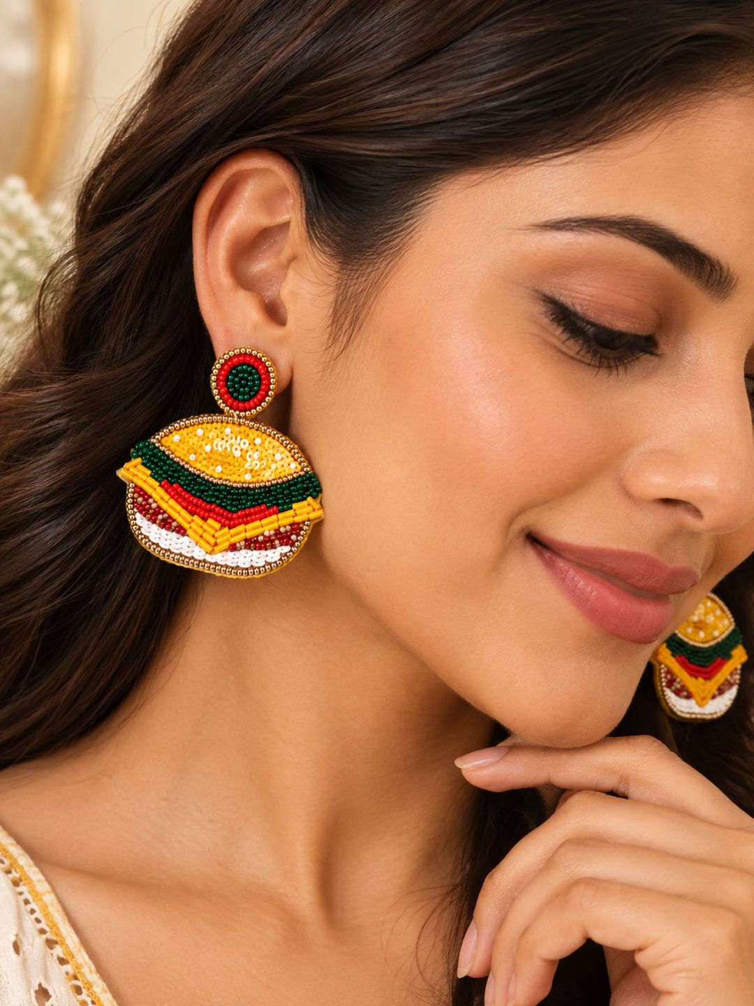 Burger Pop Beaded Earrings