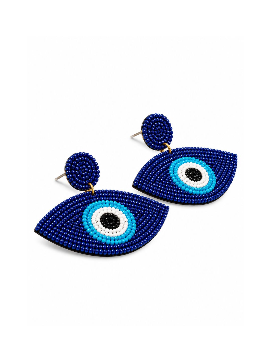 Evil Eye Blue Beaded Statement Earrings