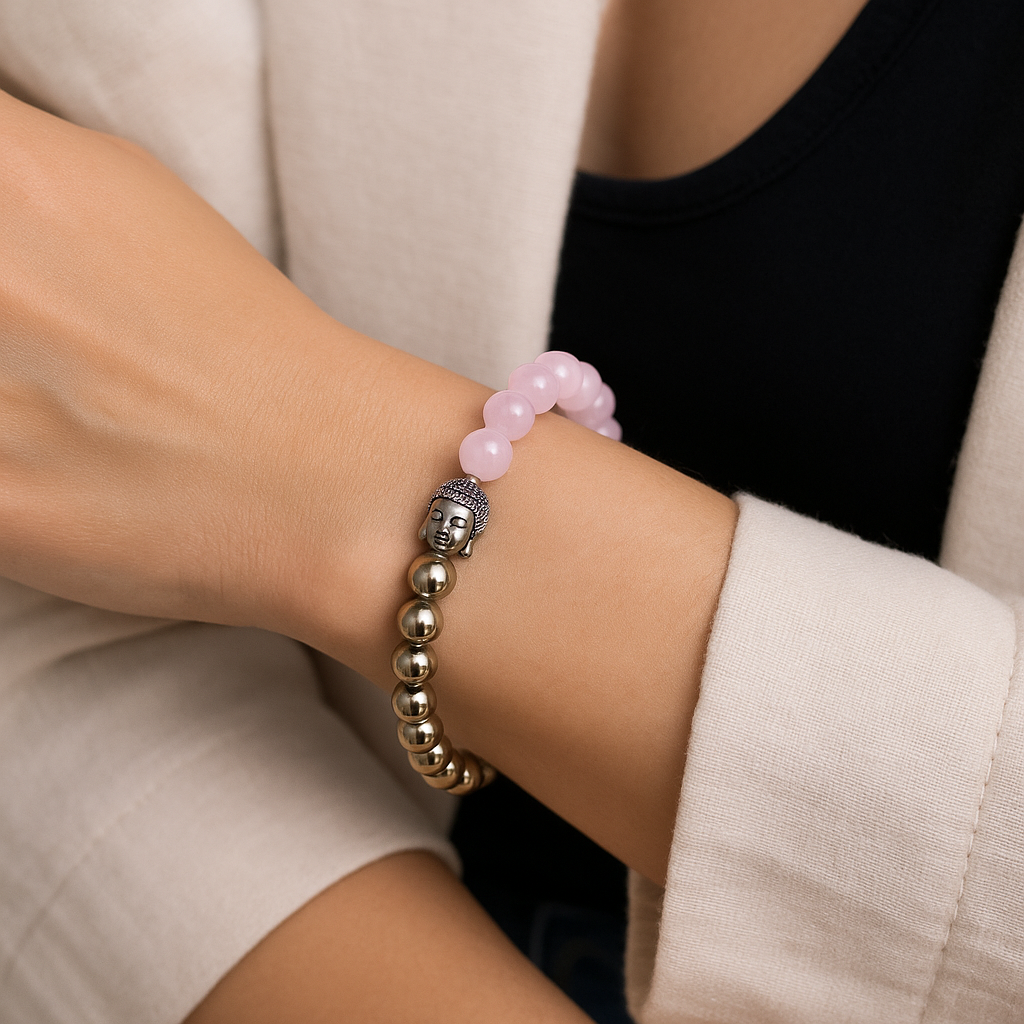 Sacred Softness – Rose Quartz & Golden Hematite