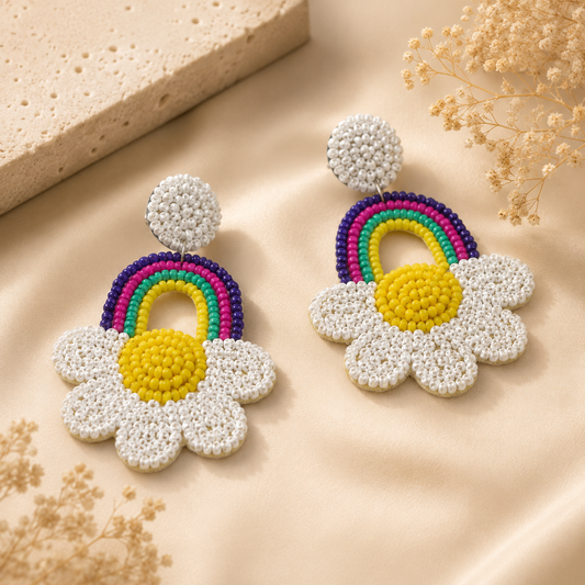 Color Pop Rainbow Daisy Earrings